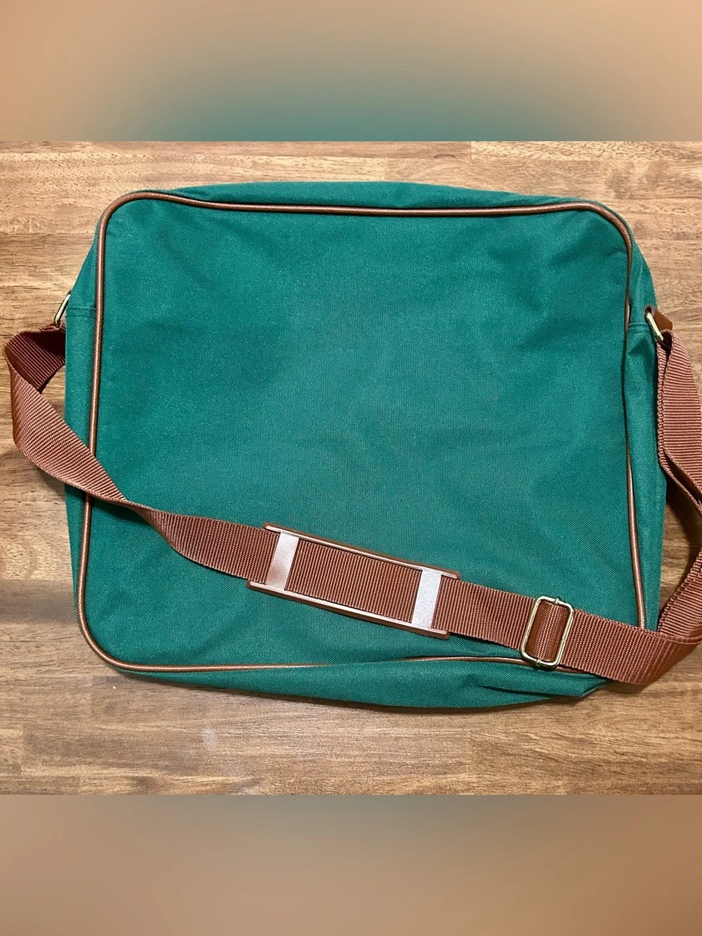 VINTAGE Polo by Ralph Lauren Green Canvas Messenger Bag with Brown Trim